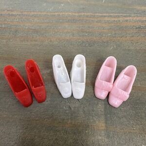 Lot Vintage Barbie Doll Shoes 3 Pairs Pilgrim Rare Pastel Pink Francie Red White